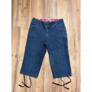 Tommy Hilfiger Women's Size 10 Capri Jeans Lace-Up Hem Dark Wash Y2K Style
